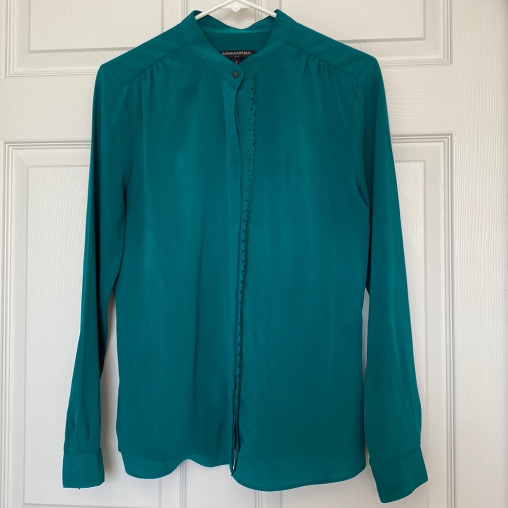 Teal long sleeves top from Banana Republic